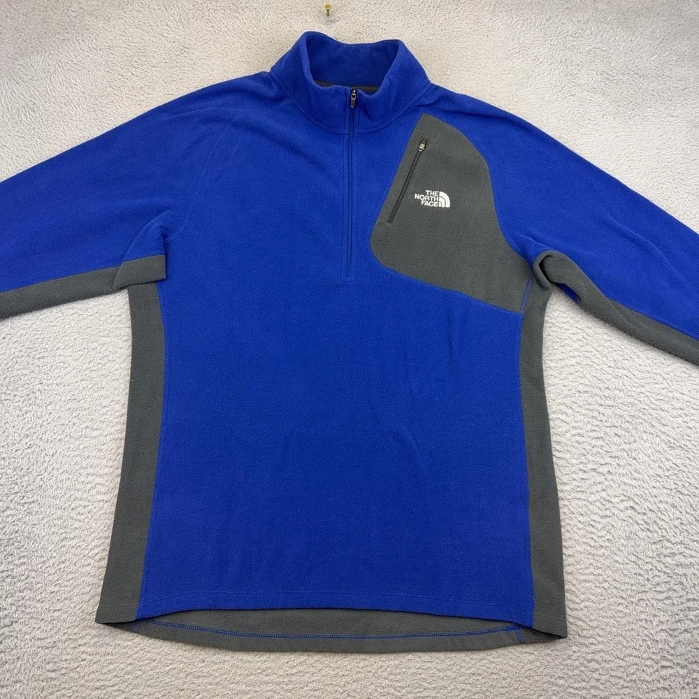 The North Face Pullover Mens Large Blue Gray Fleece Quarter Zip Hiking Top